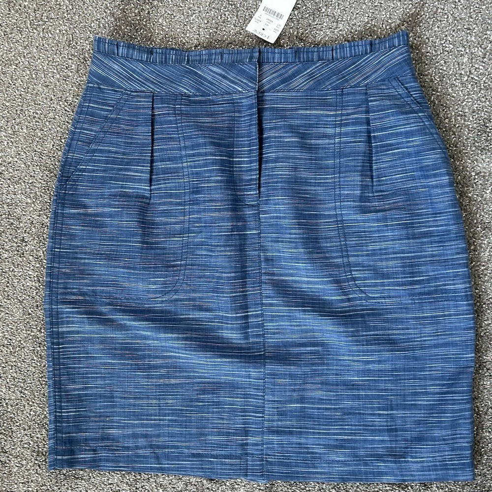 J.Crew Striated Blue Linen-Cotton Blend Pencil Skirt - Size 6 - NWT